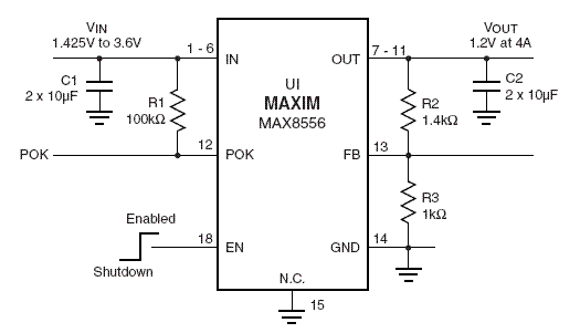Figure 1 MAX8556/8557 Operating Circuit Example