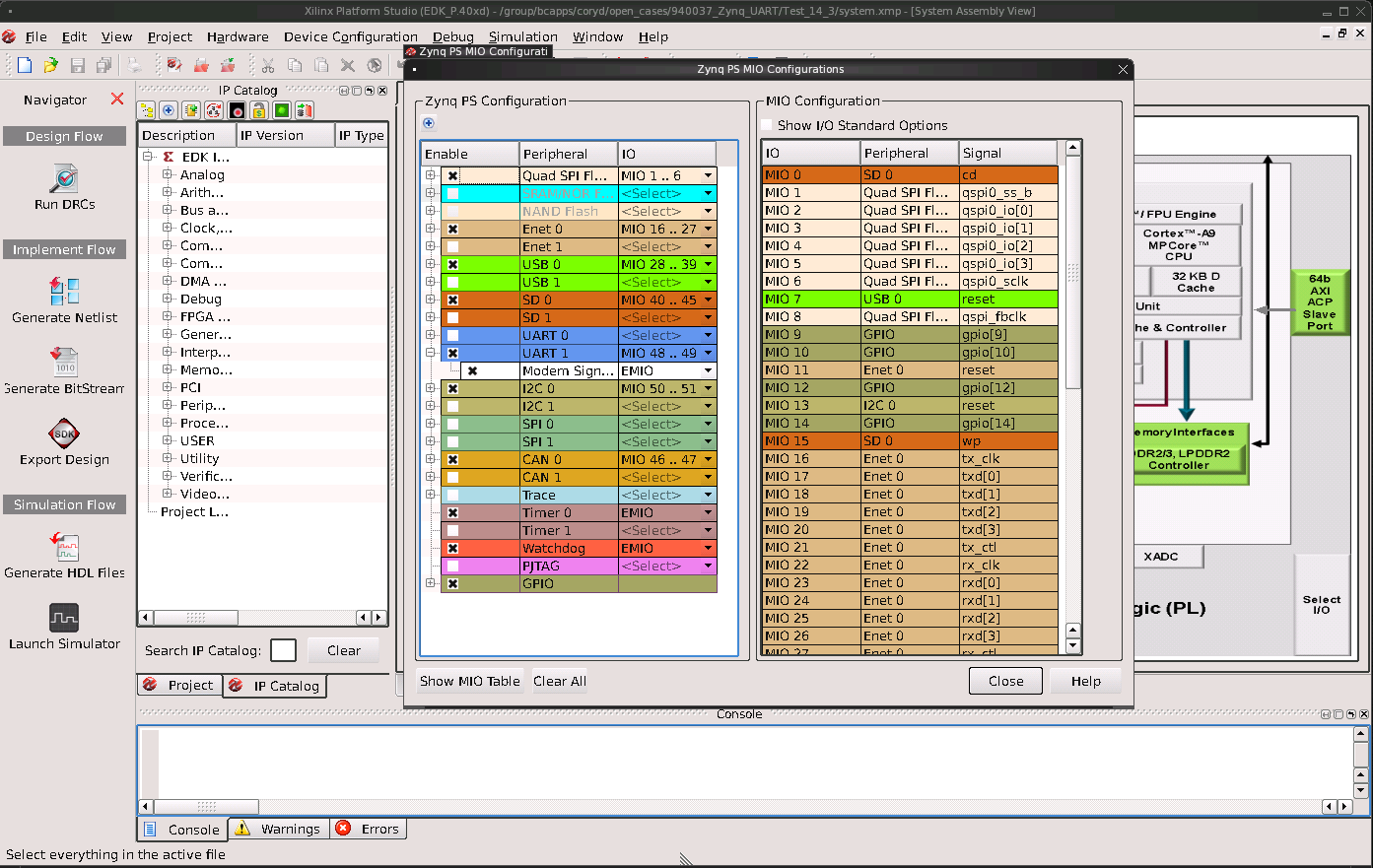 AR 50122 14.2, Zynq7000 SoC UART Modem Lines Routed Through EMIO